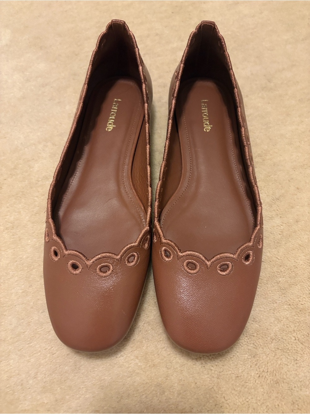 Larroude Meghan Broderie Scalloped Ballet Flats